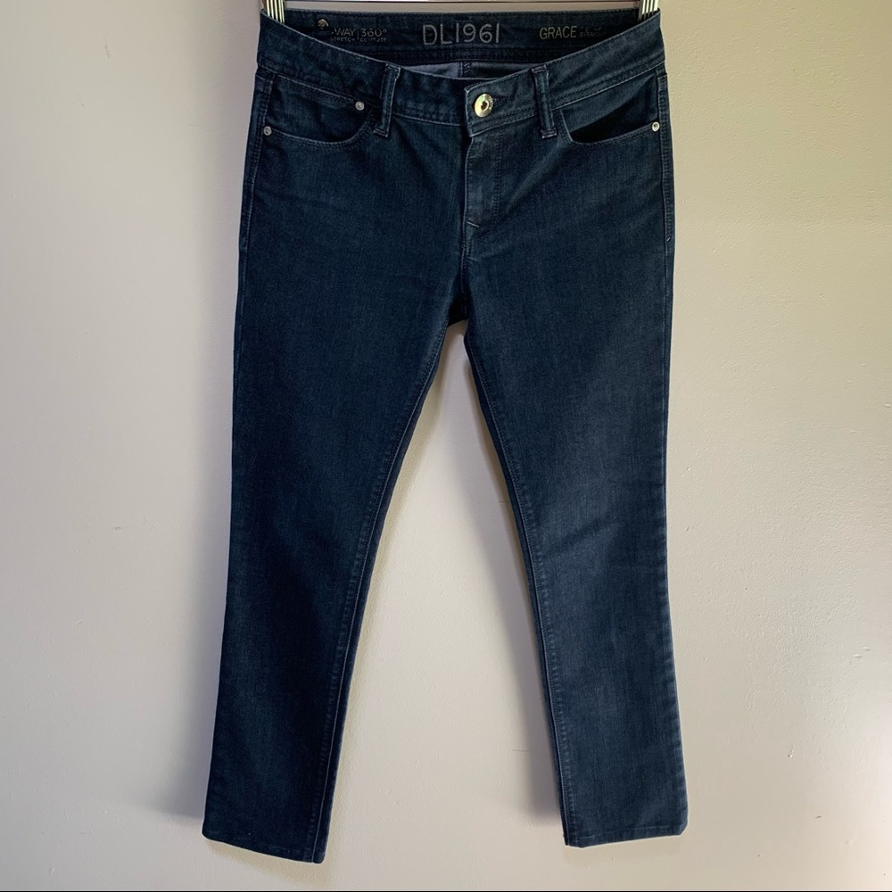 DL1961 Grace High-Rise Straight Blue Jeans in Mykonos